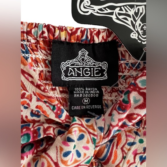 Angie NWT Boho Paisley Print Cut Out Mini Dress Cream/Orange Adjustable Straps M - Picture 7 of 10